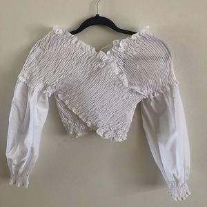 Zara Cropped Smocked Top